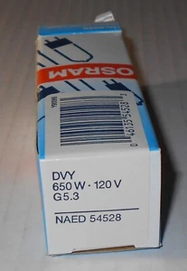 DVY Halogen Photo Optic Lamp Bulb 650W 120V OSRAM New Old Stock - Picture 1 of 3