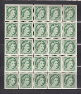 1954 #338a 2¢ QUEEN ELIZABETH II WILDING ISSUE MINI PANES of 25 F-VF - Picture 1 of 2