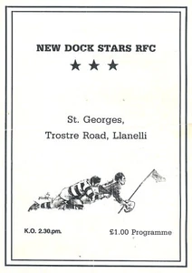 Nuevo Dock Stars v Llandybie 16 de enero de 1993 Programa de rugby Llanelli - Imagen 1 de 2