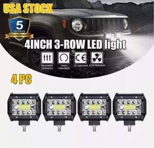 4PCS LED Work Light Bar 4 inch 6000LM Flood Pods Offroad Driving Fog Lamp Jeep - Foto 1 di 12