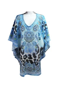 Mujeres Vestido Túnica de Playa Estampado de Leopardo Lenteleta Caftán Vestido con Colores Tropicales - Imagen 1 de 7