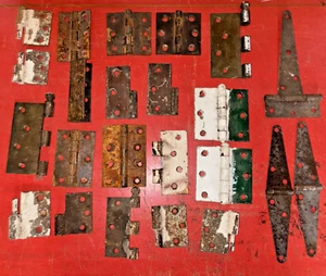 Antique Door Fence Gate Hinge Hardware HUGE LOT Cast Iron Assortment - Picture 1 of 12