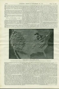 1897 United States Relief Map Models Maps Scientific American Vintage Engraving - Picture 1 of 1