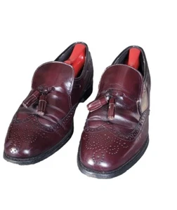 Dexter Mens W688-4 Sz 9M Burgandy Leather Slip On Vintage Classic Wingtip Loafer - Picture 1 of 17