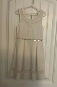 Monteau Girls Sz7 White Dress Dress With Rhinestone Embellishments - Picture 1 of 6