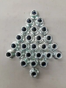 M10-1.25 or 10mm Metric Hex Flange Nylock Nut class 10.9 w/blue 241(25pcs) - Picture 1 of 5