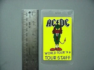AC/DC backstage pass Laminated Authentic World Tour '96 Tour Staff Yellow ! - Picture 1 of 1