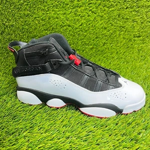 Nike Air Jordan 6 Rings Boys Size 7Y White Black Red Basketball Shoes Sneakers - Picture 1 of 10