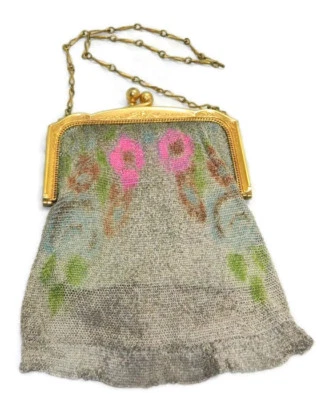 Bolso sin asas floral de malla metálica fina tono dorado WHITING & DAVIS Foto 1 de 4