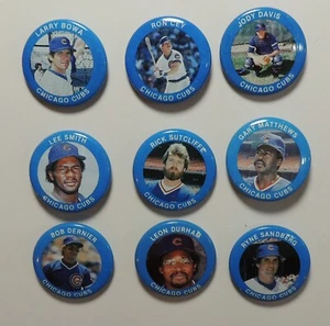 Fun Foods 1984 MLB Baseball Buttons CUBS set/9 Cey Bowa Sandberg Sutcliff Durham - Picture 1 of 2