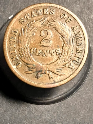 Rare, U.S. 1865 Two Cent Piece, 2C, Philadelphia Mint, Civil War (Union) Period - Image 1 of 4