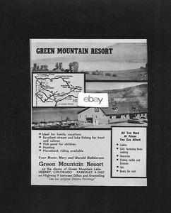 GREEN MOUNTAIN RESORT AM UFER DES GREEN MOUNTAIN LAKE COLORADO 1959 HEENEY AD - Bild 1 von 1