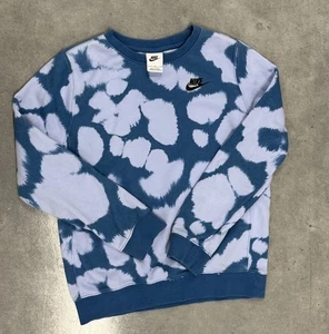 Nike Kids Large Tie Dye Crewneck Sweatshirt Blue White L Youth Pullover - Picture 1 of 3