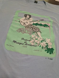 T-shirt Festival de Musique Acadienne 1985 Lafayette,Louisiana adulto XXL 48-50  - Foto 1 di 18