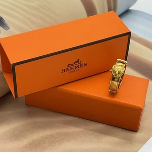 Auténtico anillo bufanda Hermes chapado en oro Boucle Sellier 5,96 g con caja 1-0218884 - Imagen 1 de 12