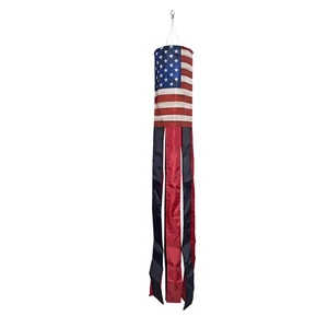 Briarwood Lane Wooden American Flag Windsock Wind Twister - Picture 1 of 2