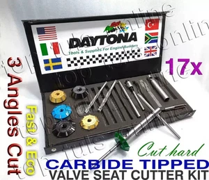 17x VALVE SEAT CUTTER KIT CHEVROLET CAVALIER 98-2002 30*-45*-60* 3AC CUT CARBIDE - Picture 1 of 9