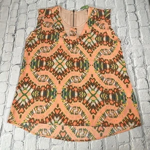 Collective Concepts Multicolor Watercolor Coral sleeveless Blouse size Large - Picture 1 of 15
