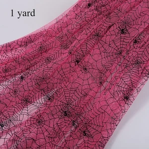 1Yard Halloween Spider Web Mesh Net Fabric Rose Red DIY Sewing Craft Tulle 150cm - Picture 1 of 5