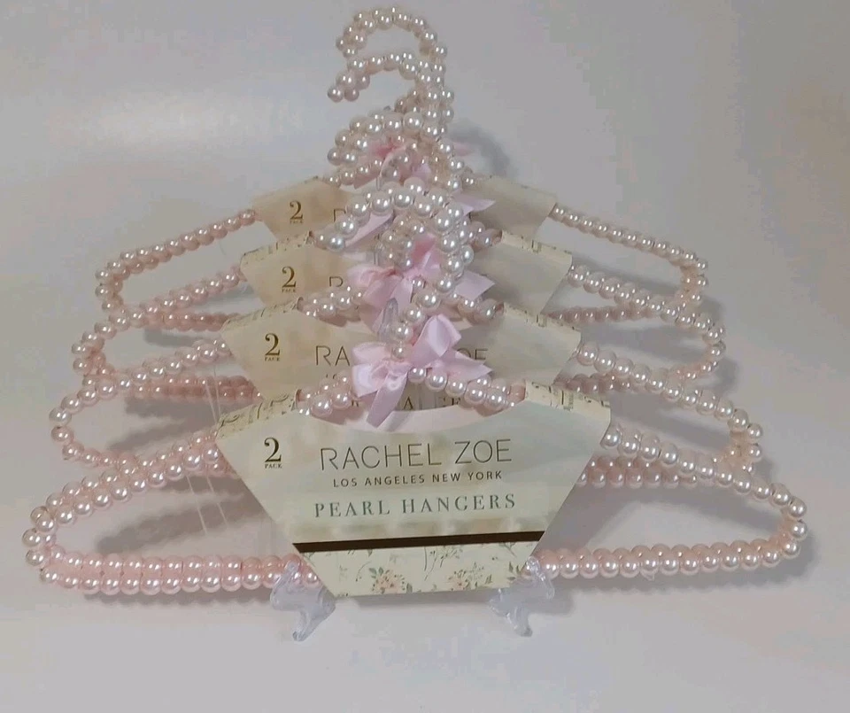 Жемчужные проволочные вешалки Rachel Zoe, украшенные розовыми бусинами и бантом из искусственного жемчуга, новые - Изображение 1 из 1