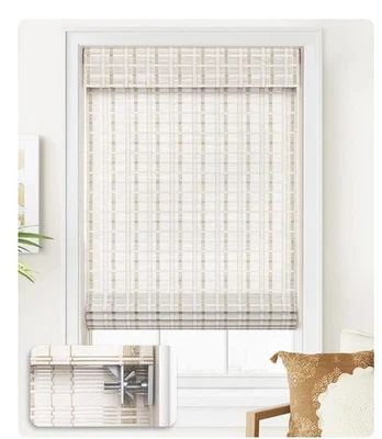 Persianas inalámbricas de bambú LazBlinds, cortinas enrollables de bambú 26”x64” blanqueado Foto 1 de 4