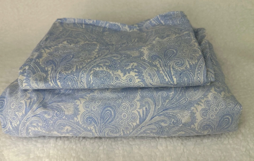 RALPH LAUREN Paisley Full Double Flat Sheet & Standard Pillowcase Blue HTF~ - Image 1 of 1