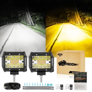 2x AUXBEAM 4" inch LED Light Bar Flashing Strobe Lamp Amber/White SUV 4x4 Pickup - Bild 1 von 12