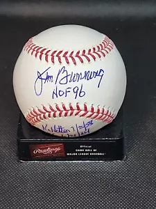 Jim Bunning Signed Rawlings ROMLB Baseball w/ HOF 96, NH & PG Inscriptions - Picture 1 of 4