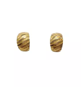 Vintage klassische kleine gedrehte C Creolen Gelbgold vergoldet - Bild 1 von 7