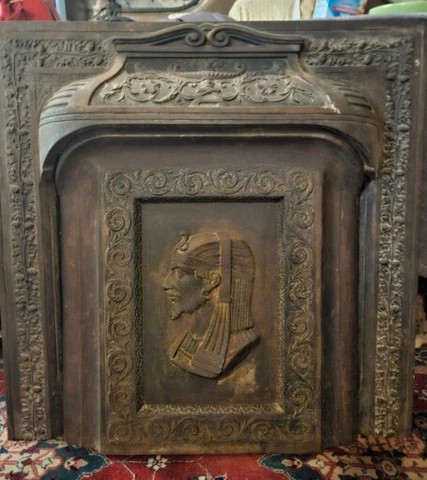Egyptian Revival Fireplace Cast Iron Summer Cover 1920s Cover