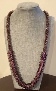 Vintage Deep Purple Multi Seed  Bead Necklace-30” - Picture 1 of 3