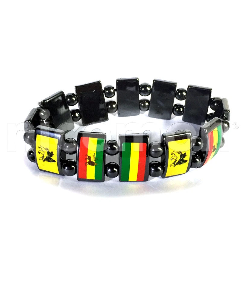 Pulsera pulsera conquistador León de Judá hematita rasta reggae marley RGY Foto 1 de 1