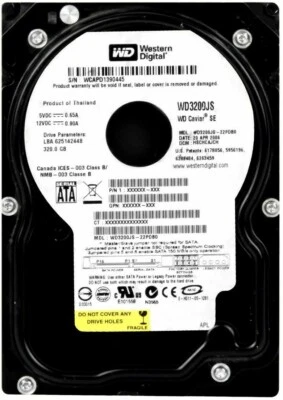 Western Digital Caviar SE 320GB WD3200JS 7200RPM 8MB Cache SATA II 3.5'' Inch - Image 1 of 3