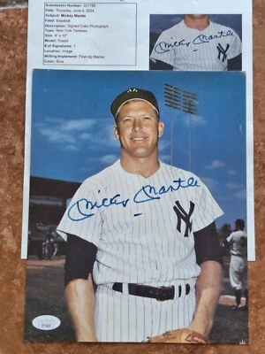 Mickey Mantle DOUBLE SIDED 8x10 PHOTO AUTO SIGNED W GRADE 9 AUTO JSA LOA #4809 - Image 1 of 4