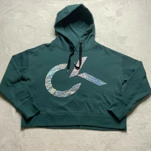 Calvin Klein Performance Crop Top Graphic Logo Fleece Hoodie Medium Pullover - Picture 1 of 6