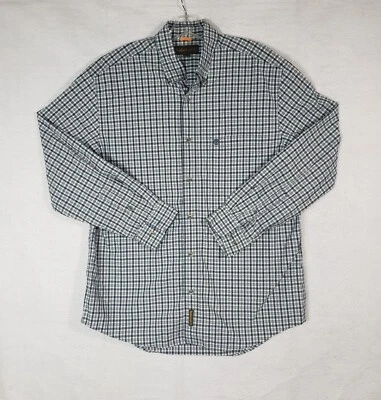 Camisa de vestir Timberland para hombre L grande azul a cuadros bolsillo abotonado manga larga Foto 1 de 4