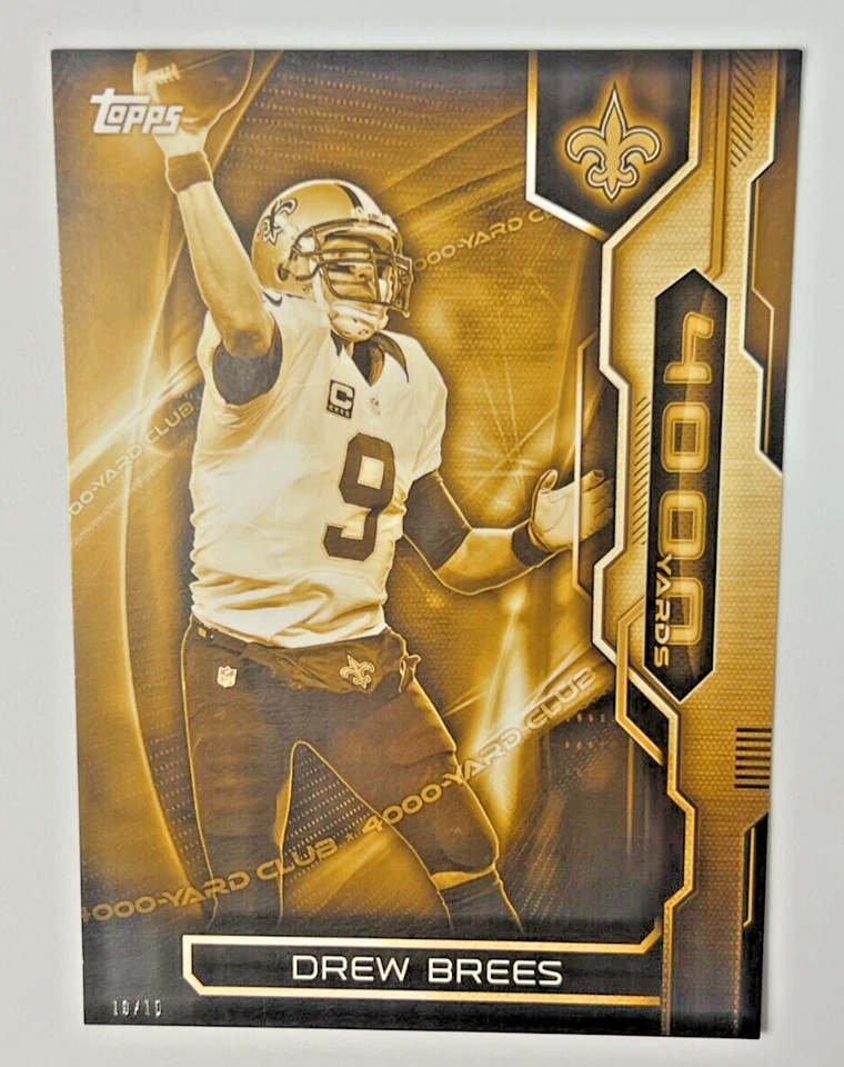 2015 Topps 4000 Club DREW BREES Jumbo 5x7 Gold 10/10 SSP #4KYC-DB Saints - Image 1 of 2