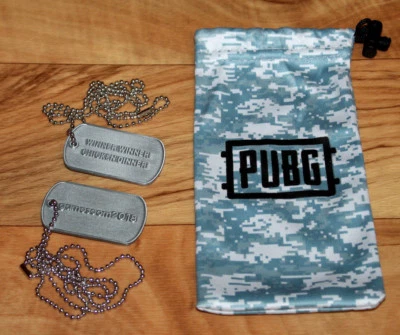 PlayerUnknown's Battlegrounds PUBG Conjunto de collar con etiqueta de perro Bolsa GAMESCOM 2018 Raro Foto 1 de 4