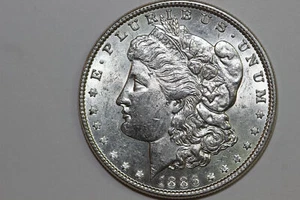 1886 P Blast White Grades Mint State Morgan 90% Silver Dollar (MDX3974) - Picture 1 of 4