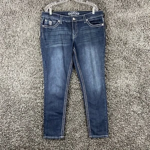 Paisley Sky Skinny Jeans Blue Heavy Stitch Women’s 16 - Picture 1 of 9
