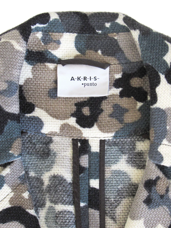 AKRIS PUNTO Jacket sz 10 US/42 F/40 D Taupe/Teal Multi Floral Woven Wool Blazer - Image 1 of 4