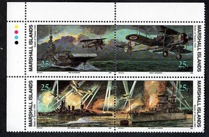 MARSHALL ISLANDS, SCOTT #267-270, MNH PLATE BLOCK - BATTLE OF TARANTO 1940, WWII - Picture 1 of 1
