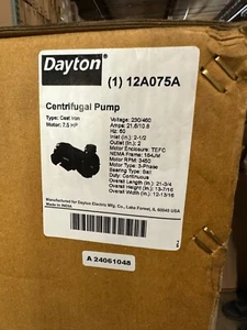 Dayton 12A075A Cast Iron 7-1/2 Hp Centrifugal Pump 208-230/460V - Picture 1 of 2