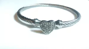 Brazalete de Diseñador DSMK Acero Inoxidable Cable Torcido Corazón de Cristal - Imagen 1 de 6