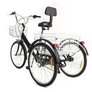 Triciclo 24 Pulgadas para Adultos 3 Ruedas 7 Velocidades Bicicleta para Mayores con Cesta de la Compra - Imagen 1 de 16
