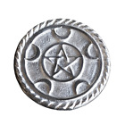 Pentagram Crescent Moon Altar Tile Silver Plated - 3"