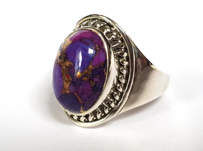 edler ring silber 925 damen größe 17,8 grüner Purple Kupfer Türkis  natürlich - Bild 1 von 4