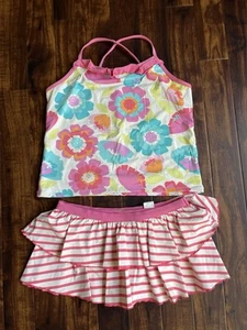 USED Girl’s Garnet Hill Ruffle-trimmed Tankini Top Set - size 12/14 - Picture 1 of 5