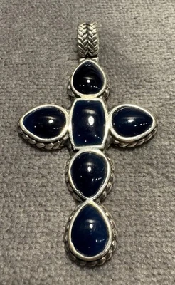 Colgante Cruz Plata Esterlina Barse Azul Foto 1 de 4