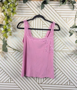 GEMINI Blusa donna rosa senza maniche canotta BOW Y2K floreale taglia media - Foto 1 di 6